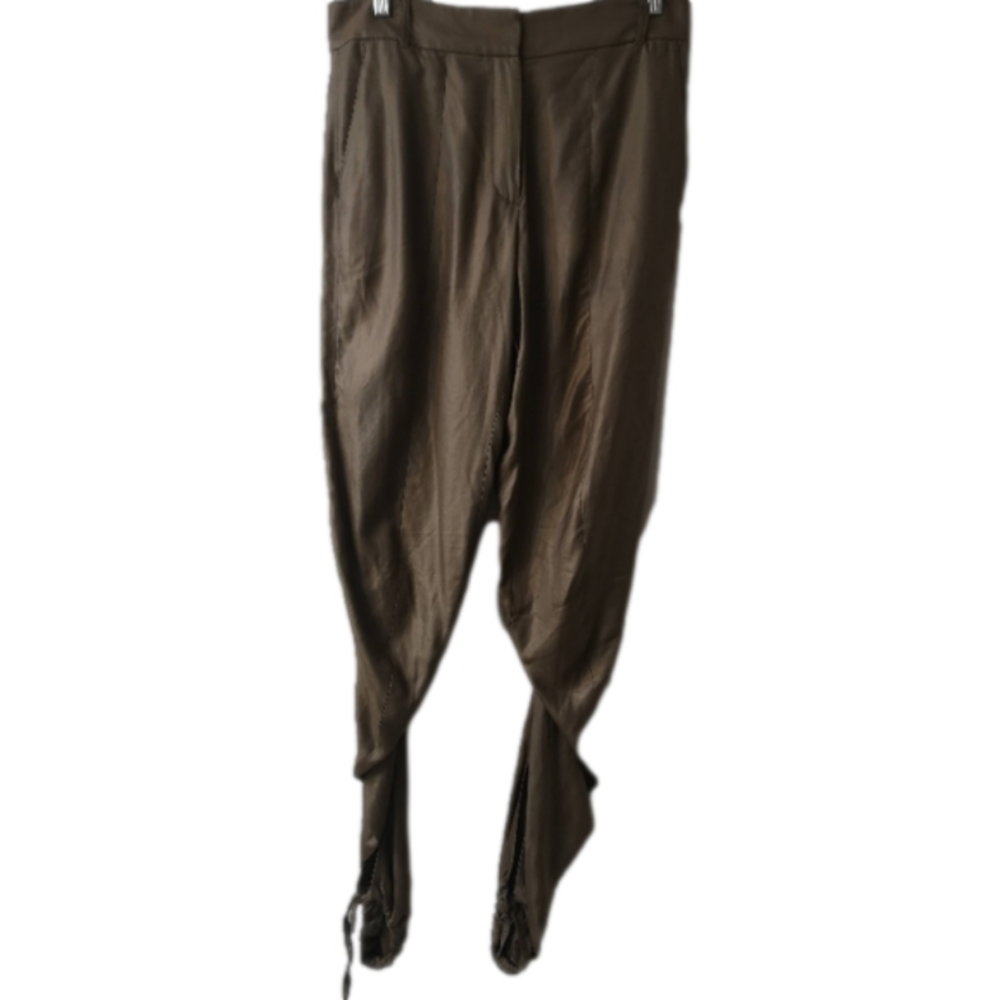 Haider Ackermann slim leg draped Drawstring tapered Beige trousers